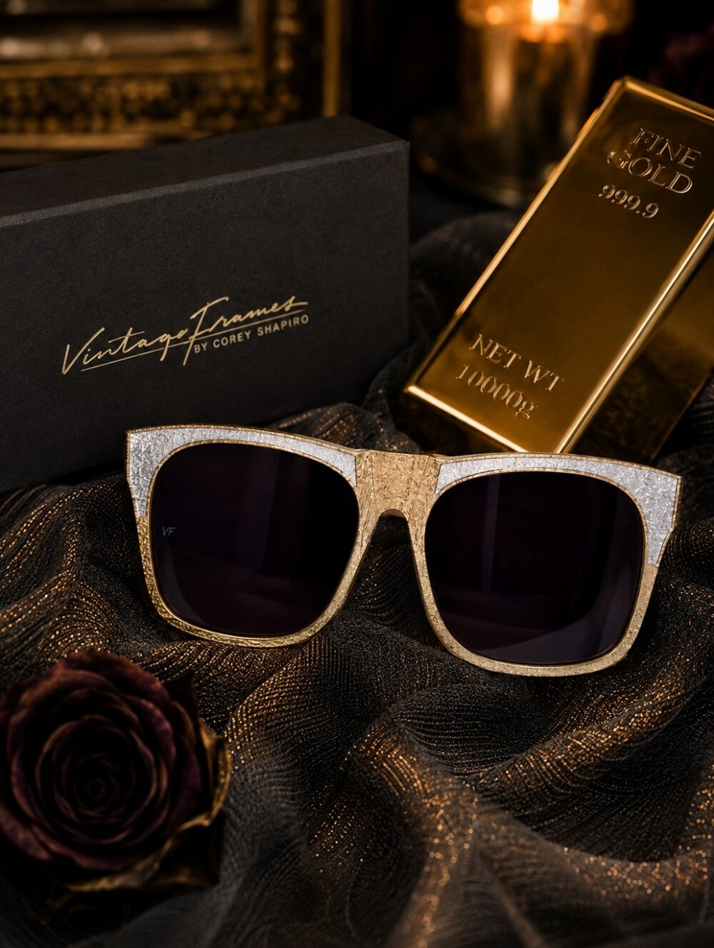 Vintage Frames Corey Shapiro Rude Metal Gold Sunglasses Silver Gold NWT